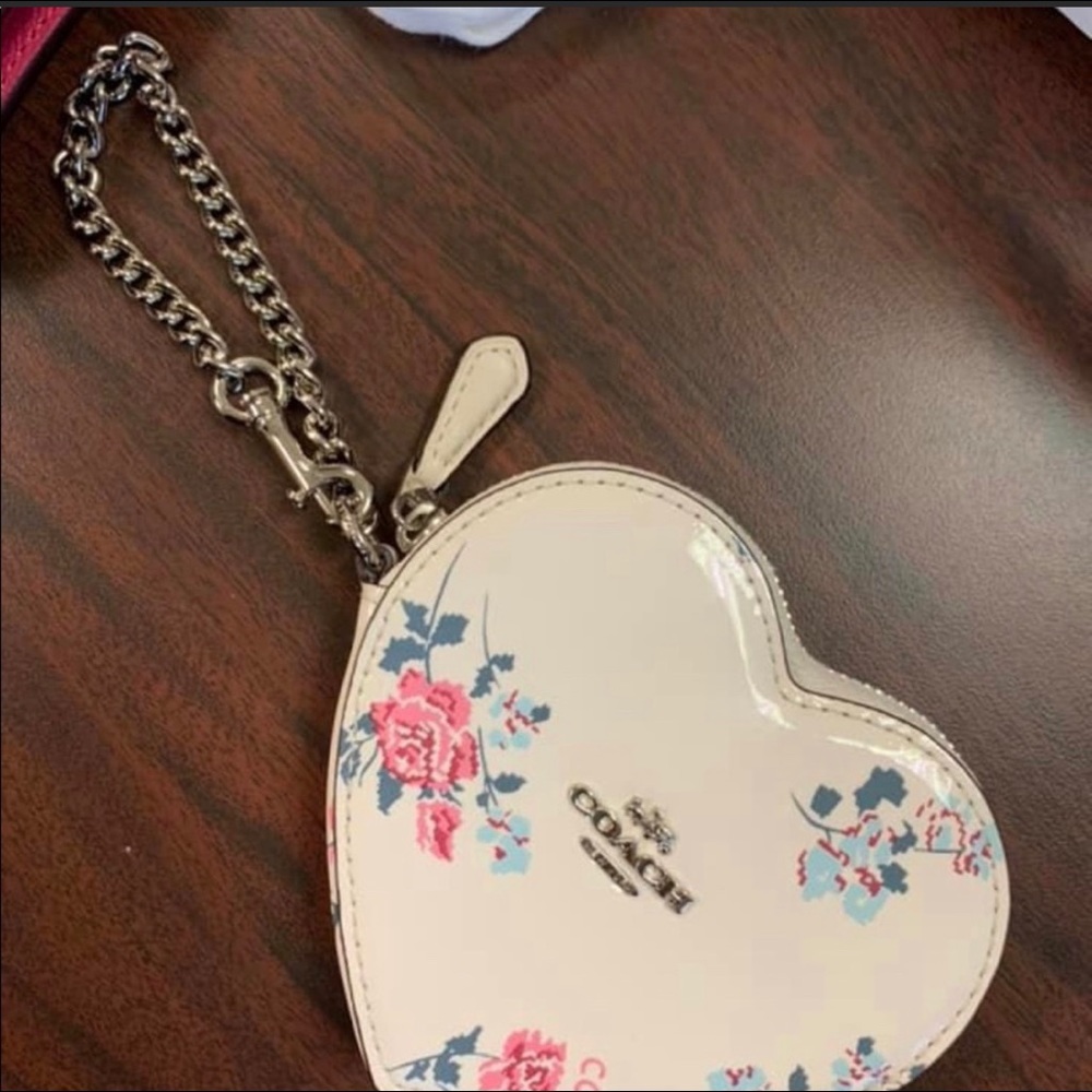 Coach Wild Flowers Heart Wristlet and Key Chain